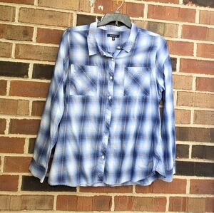 Relativity Blue Plaid Button Down Shirt